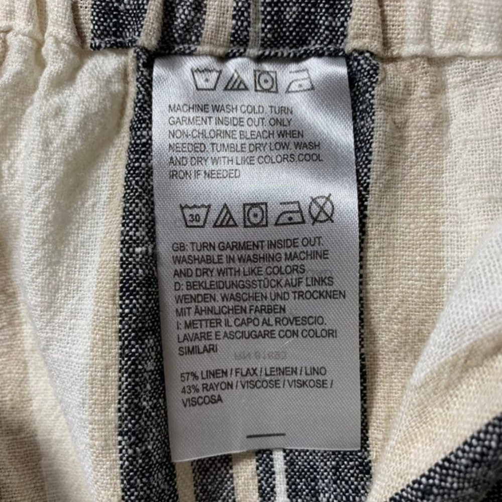 Naturals D&co Linen Striped cropped Cargo pocket paper bag waist pants  SMALL - Picture 9 of 9